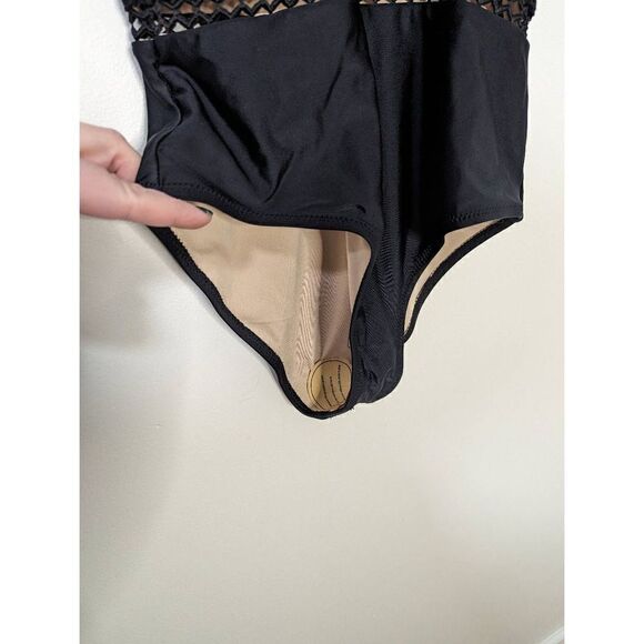 NWT Beachsissi Women's Black and Tan Lace Lattice One Piece Swimsuit - Size S - Picture 4 of 7
